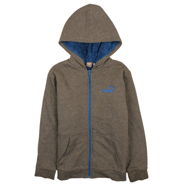 Puma Vintage 90's Grey Hoodie Large, Full Zip, Drawstring Pockets