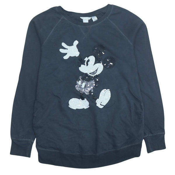 Vintage Disney Mickey Mouse Black Crew Neck Sweatshirt 90's Medium