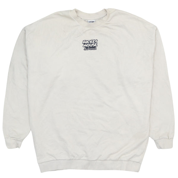 Vintage Disney 90's Mickey Mouse Beige Cream Crew Neck Sweatshirt XXLarge