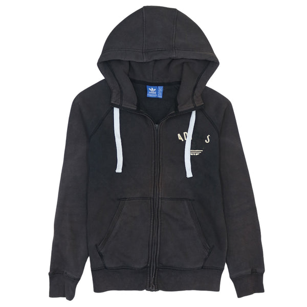 Adidas Vintage 90's Women's Large Black Hoodie with Drawstring Pockets