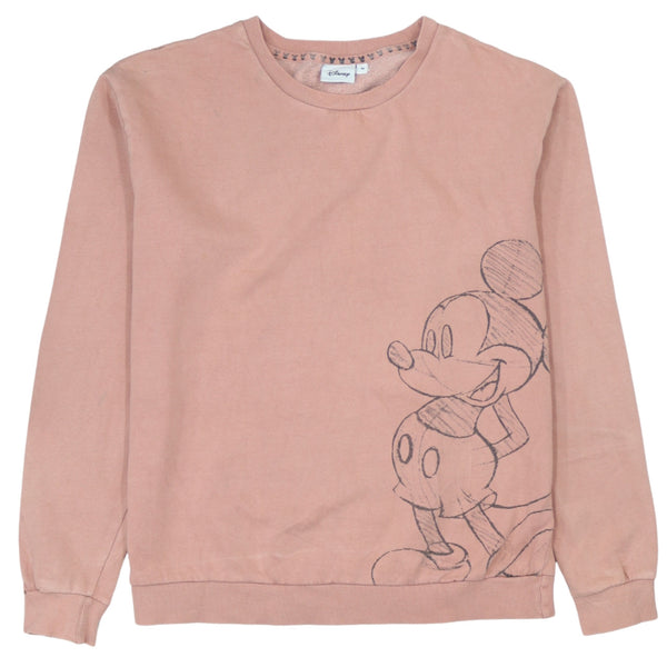 Vintage 90's Disney Mickey Mouse Pink Crew Neck Sweatshirt Medium