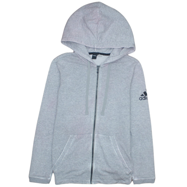 Adidas 90's Drawstring Pockets Full Zip Up Hoodie XSmall  Grey