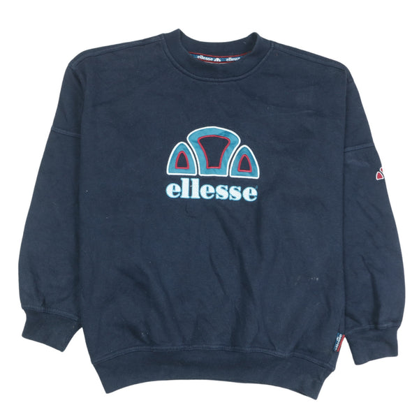 Ellesse Vintage 90's Spellout Crewneck Sweatshirt Large Navy Blue Unisex
