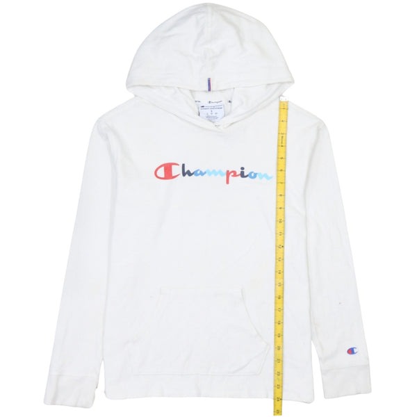Vintage 90's Champion White Spellout Pullover Hoodie Small - Cotton