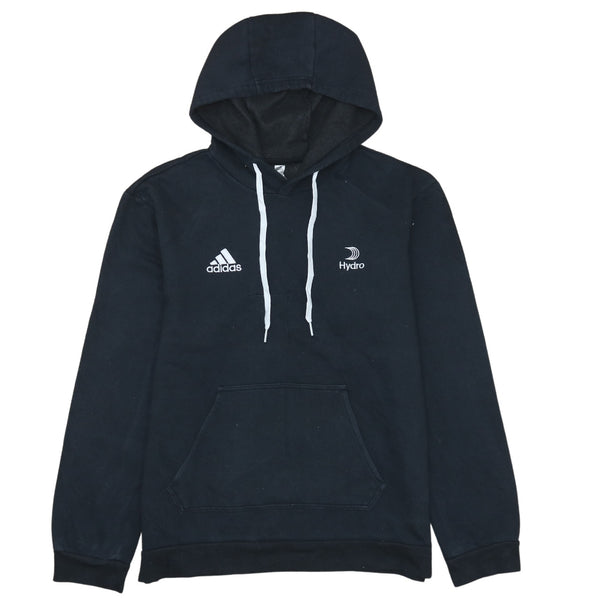 Adidas Vintage 90's Pullover Hoodie with Drawstring Pockets - Men's Medium Black