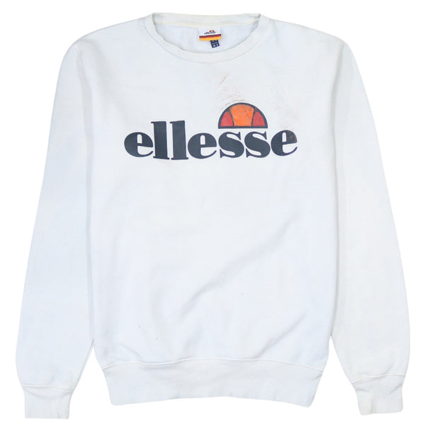 Ellesse 90's White Spellout Crew Neck Sweatshirt Medium Vintage