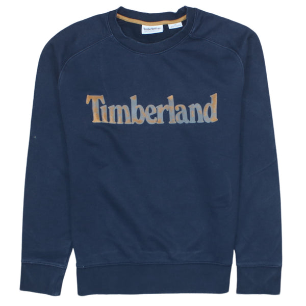 Timberland 90's Spellout Crew Neck Sweatshirt Small Navy Blue