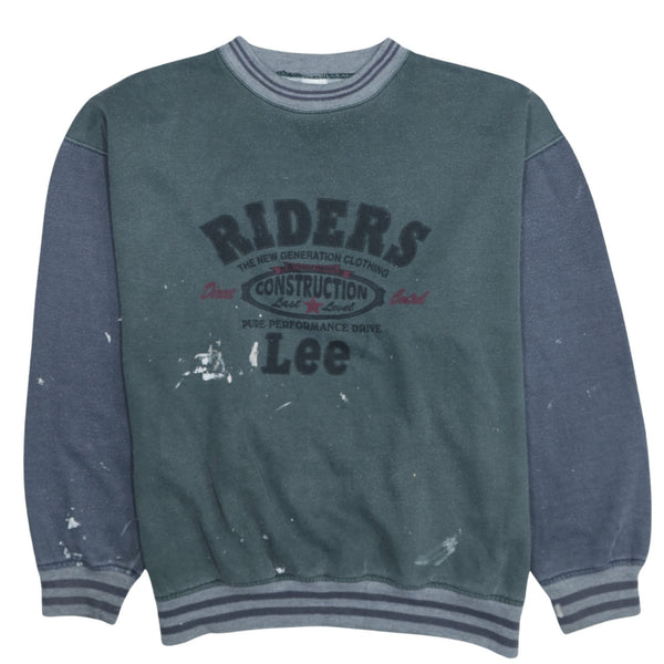 Lee 90's Grey Spellout Crew Neck Sweatshirt, Men's XLarge