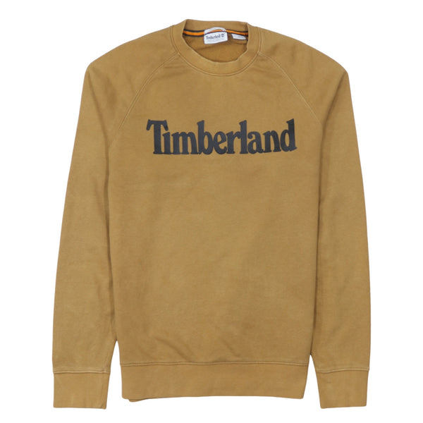 Timberland 90's Spellout Crew Neck Sweatshirt Small Yellow