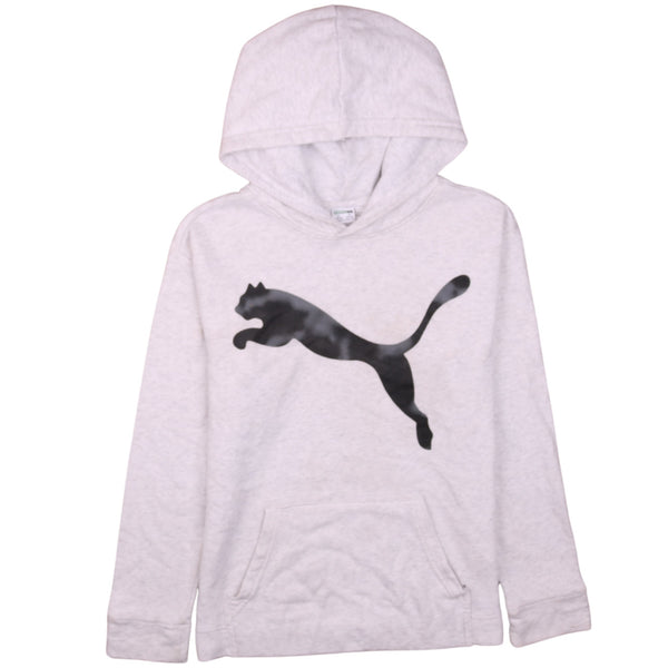Puma Women's Large 90's Grey Pullover Hoodie Spellout Vintage