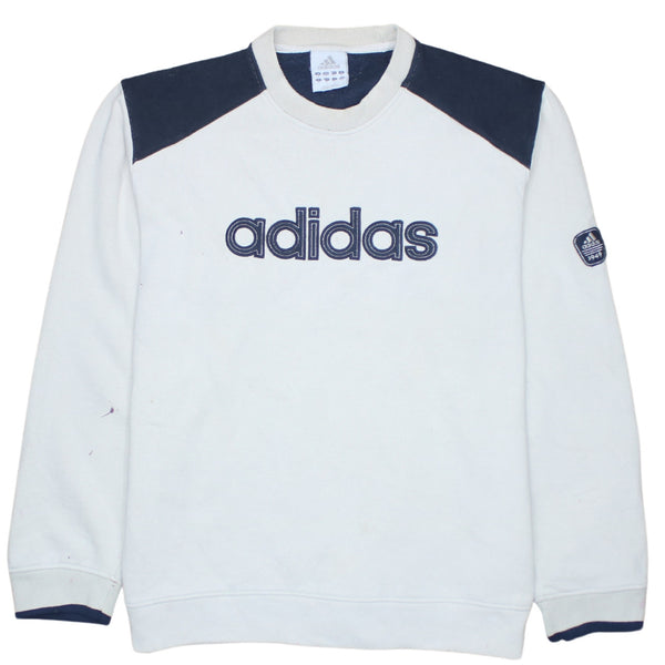 Adidas 90's Vintage Spellout Crew Neck Sweatshirt - Medium Beige Cream