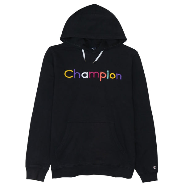 Champion 90's Vintage Black Spellout Pullover Hoodie Women’s Large