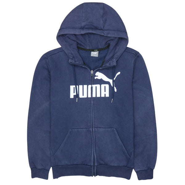 Puma 90's Spellout Full Zip Up Hoodie Small Navy Blue