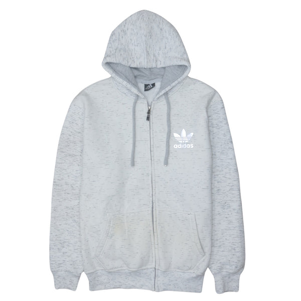 Adidas 90's XXLarge Grey Zip Hoodie Trefoil Logo Sweatshirt
