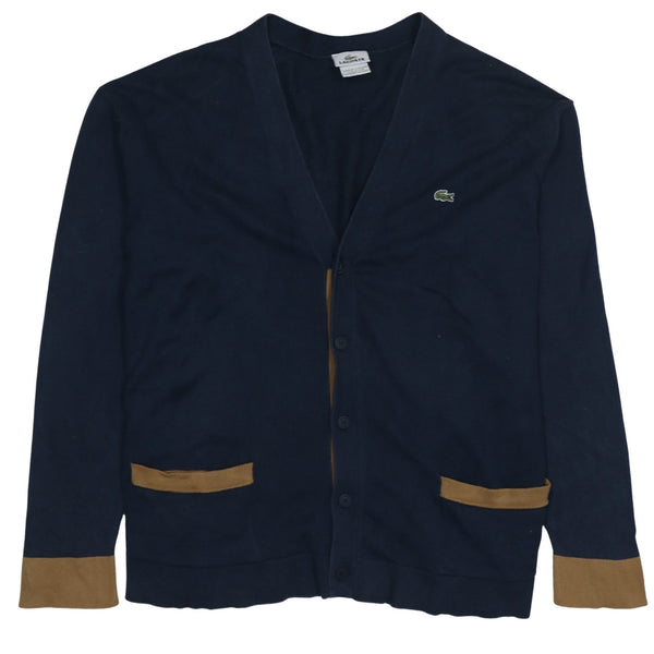 Lacoste 90's Lightweight Button Up Sweatshirt XLarge  Navy Blue