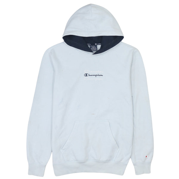 Champion 90's Drawstring Pockets Pullover Hoodie Small Blue