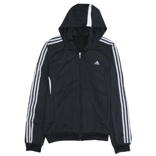 Adidas 90's Striped Sleeve Full Zip Up Hoodie Large  Black