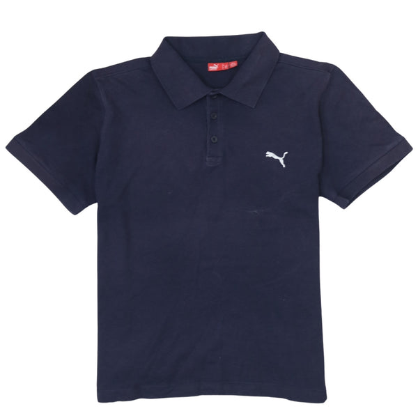 Puma 90's Short Sleeves Quarter Button Polo Shirt Large Navy Blue