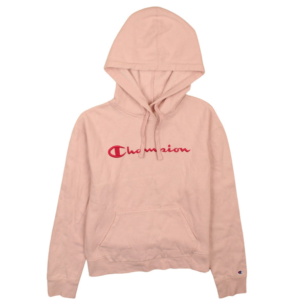 Vintage Champion Pink 90s Spellout Pullover Hoodie Men's Small B Grade