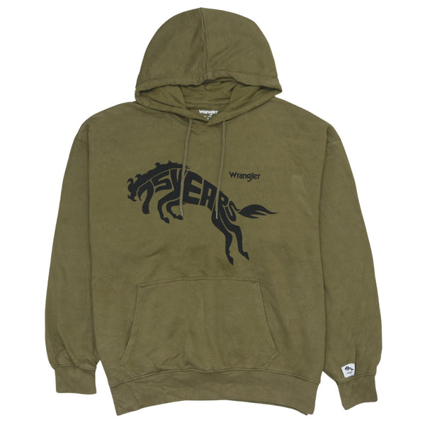 Vintage Wrangler 90's 75 Years Green Pullover Hoodie Medium