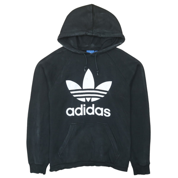 Adidas 90's Vintage Spellout Pullover Hoodie Medium Black