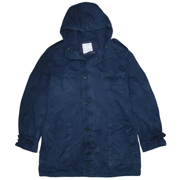 Vintage 90's Navy Blue XL Hooded Button Up Windbreaker Jacket