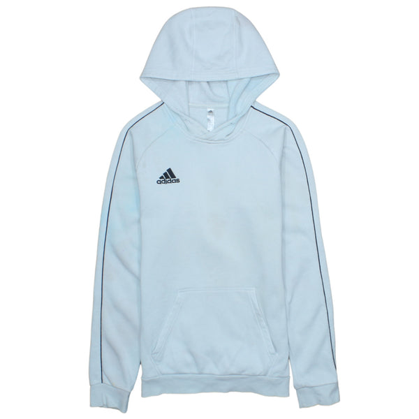 Adidas 90's Vintage White Pullover Hoodie Small Drawstring Pockets