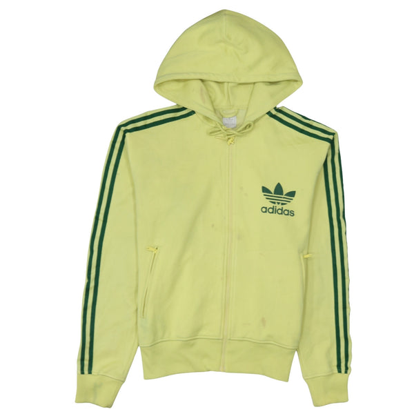 Adidas 90's Striped Sleeve Full Zip Up Hoodie Medium Yellow