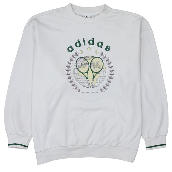 Adidas White Sweatshirt Women's XXXLarge Tennis Academy Printed Logo Crewneck Pullover Top