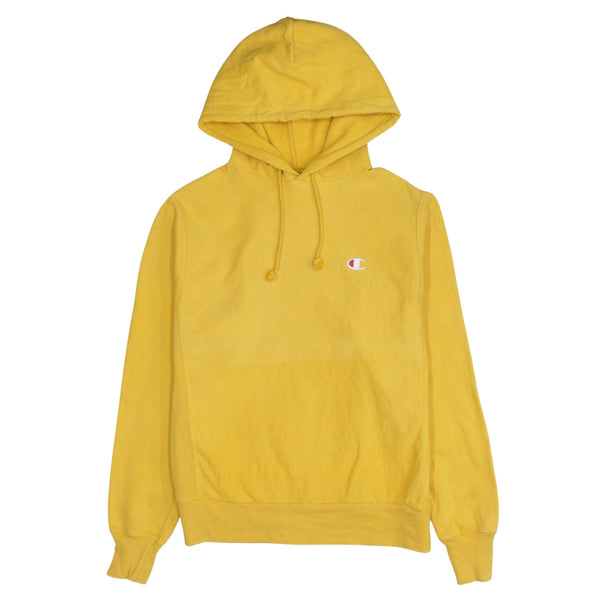 Champion 90's Vintage Yellow Hoodie Small | Lightweight Pullover Cotton