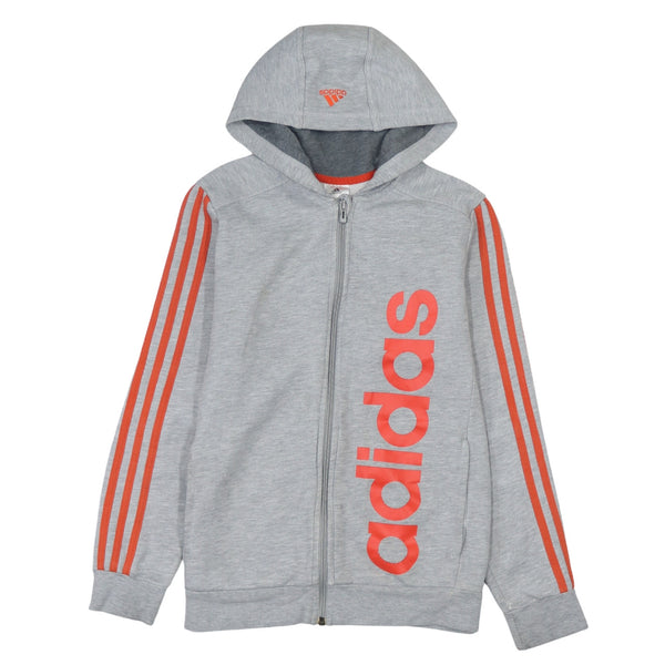 Adidas 90's Women's Large Grey Striped Sleeve Full Zip Hoodie
