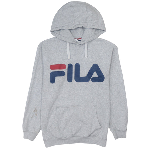 Vintage Fila 90's Grey Spellout Pullover Hoodie - Men's Small