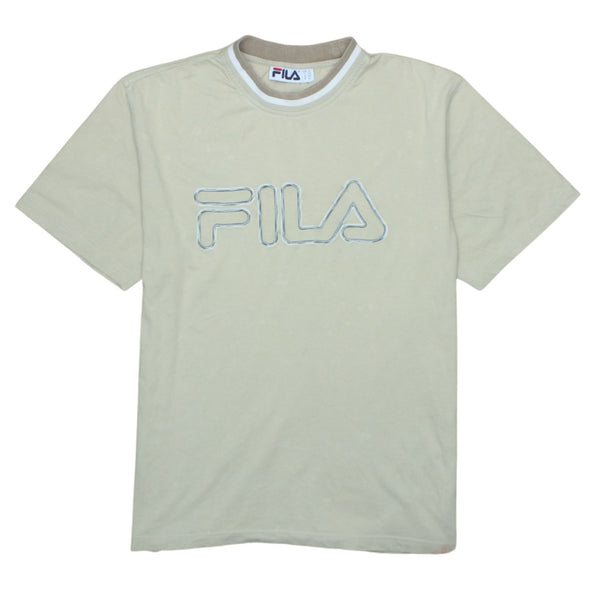 Fila 90's Spellout Vintage Short Sleeve Beige Cream T-Shirt Medium