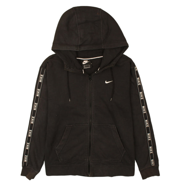 Black Nike 90s Swoosh Full Zip Up Hoodie Small Vintage Style