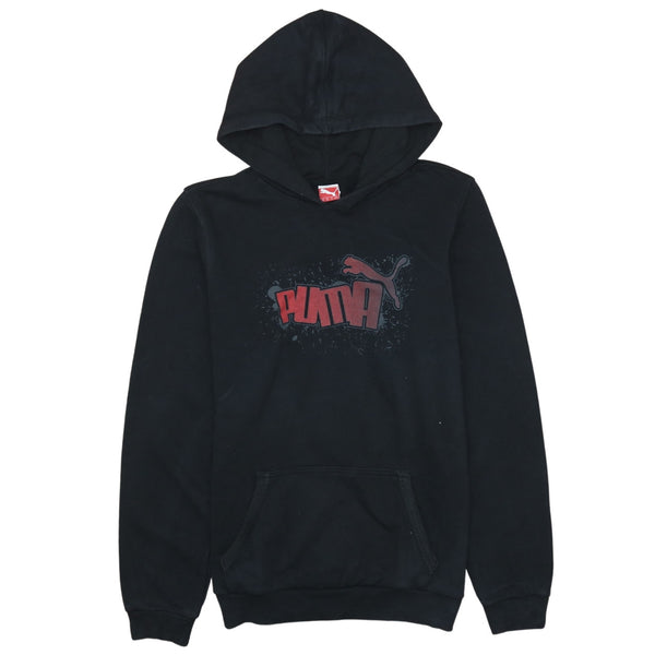 Puma Black Spellout Hoodie 90's Vintage Pullover XXLarge (2XL) Cotton