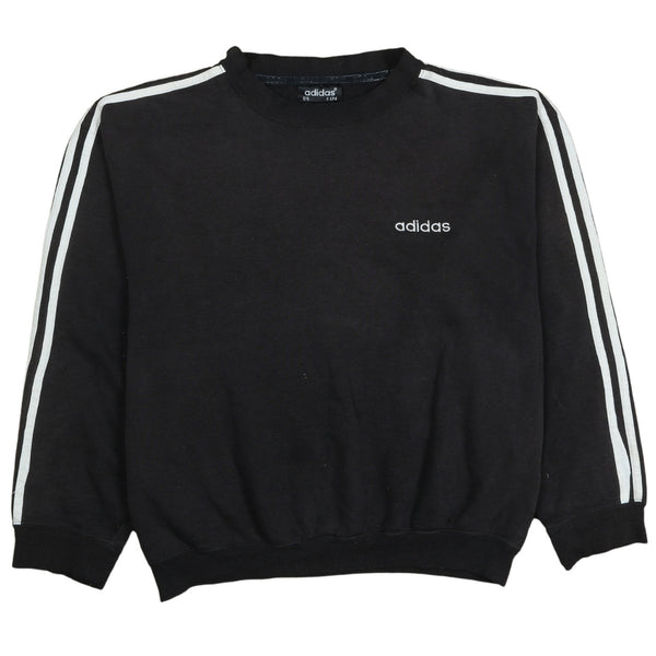 Adidas 90's Striped Sleeves Crew Neck Sweatshirt XLarge (missing sizing label) Black