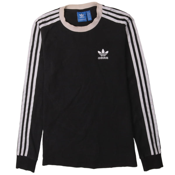 Adidas 90's Striped Sleeve Crew Neck Sweatshirt XSmall Black