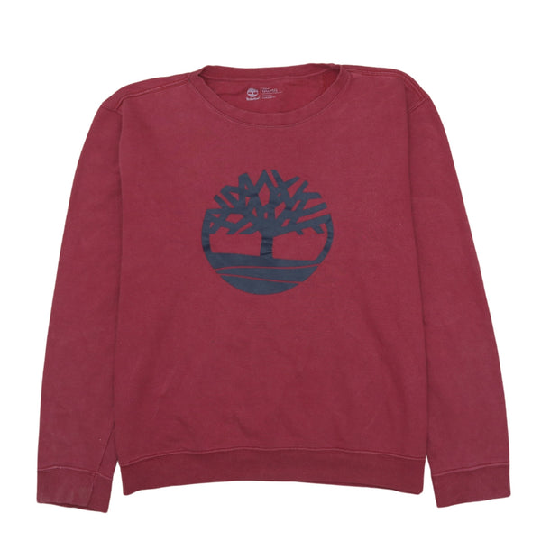 Timberland 90's Spellout Crew Neck Sweatshirt Large Red