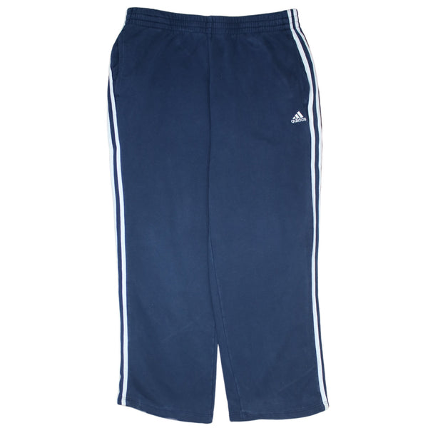 Adidas 90's Elasticated Waistband Drawstrings Straight Leg Baggy Trousers / Pants Large Navy Blue