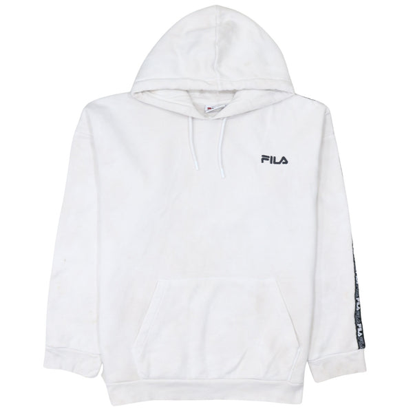 Fila 90's Drawstring Pockets Pullover Hoodie Large Beige Cream