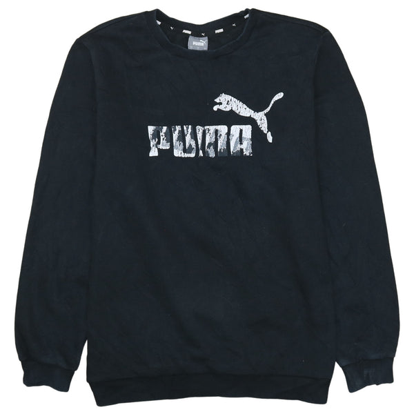 Puma Men's Large 90s Spellout Black Crew Neck Cotton Sweatshirt