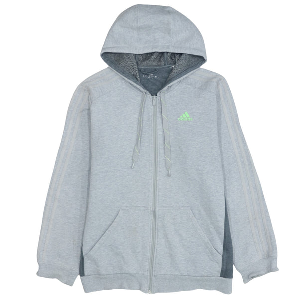 Adidas Grey 90's Striped Sleeve Full Zip Hoodie Medium Men's Vintage