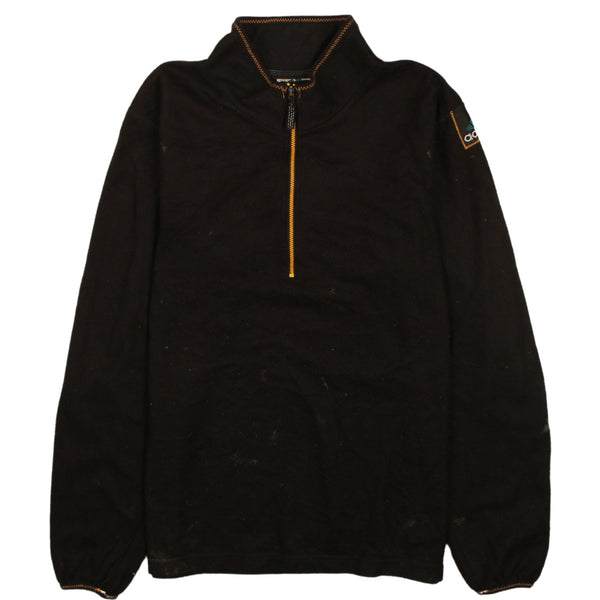 Adidas 90's Black Hiking Warm 1/4 Zip Fleece Jumper Small Stained