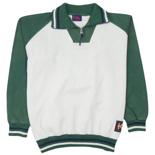 Kappa 90's Lightweight Quarter Zip Sweatshirt Large White