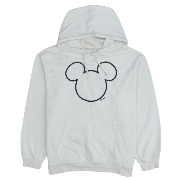 Disney 90's Drawstring Pockets Pullover Hoodie Medium White