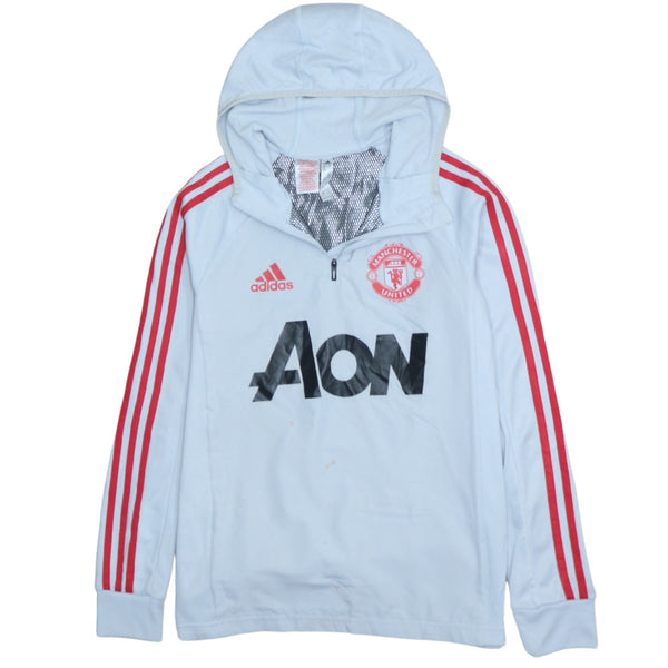 Adidas Vintage 90's Manchester United FC Quarter Zip Hoodie Large Grey