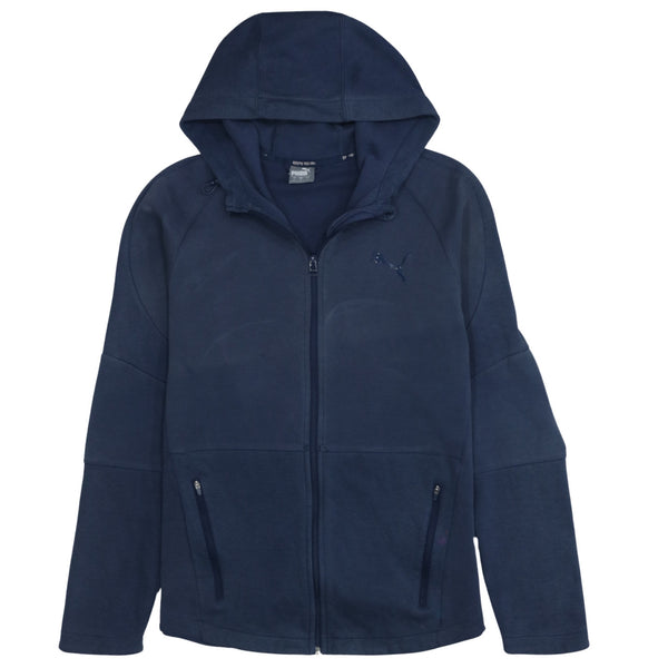 Puma 90's Vintage Navy Blue Lightweight Full Zip Hoodie Large