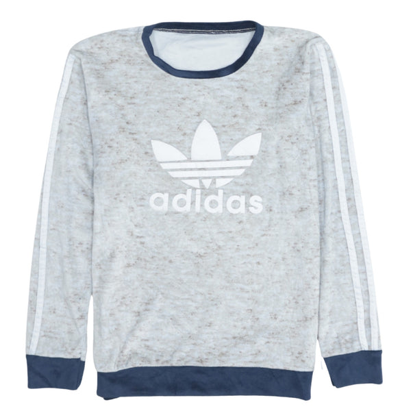 Adidas Vintage 90s Grey Spellout Crew Neck Sweatshirt XSmall Cotton