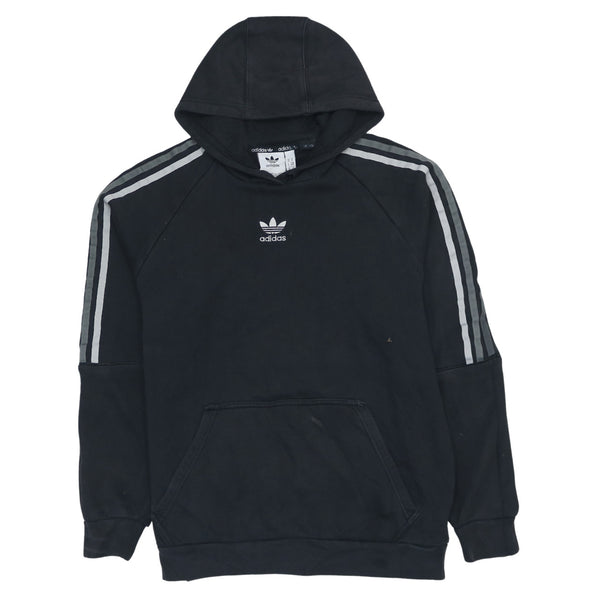 Adidas 90's Striped Sleeve Pullover Hoodie Black Medium Cotton