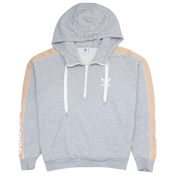 Adidas Vintage 90's Half Zip Hoodie XL Grey Drawstring Pockets